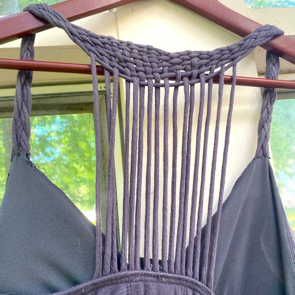 Crochet Back Charcoal Summer Dress
